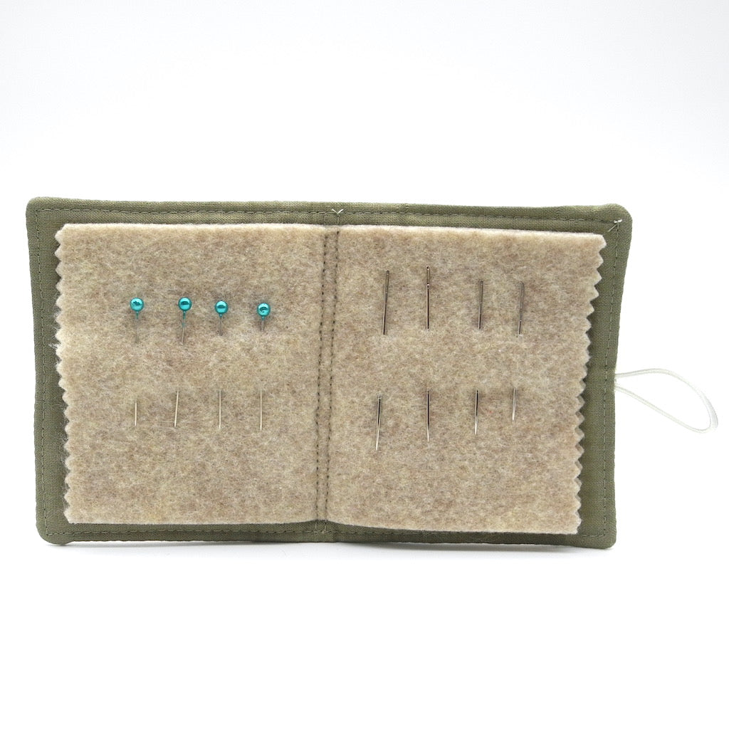 needle book open showing needles