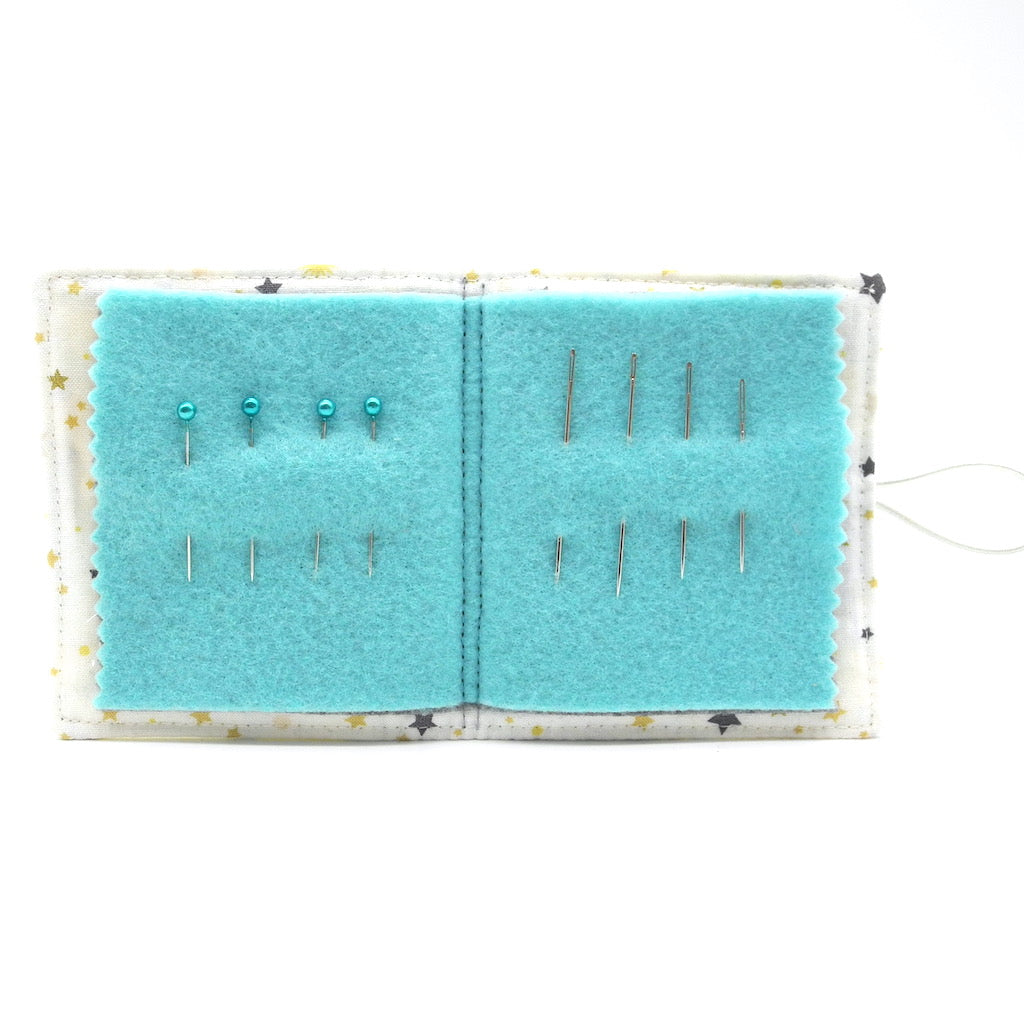 needle book open showing needles