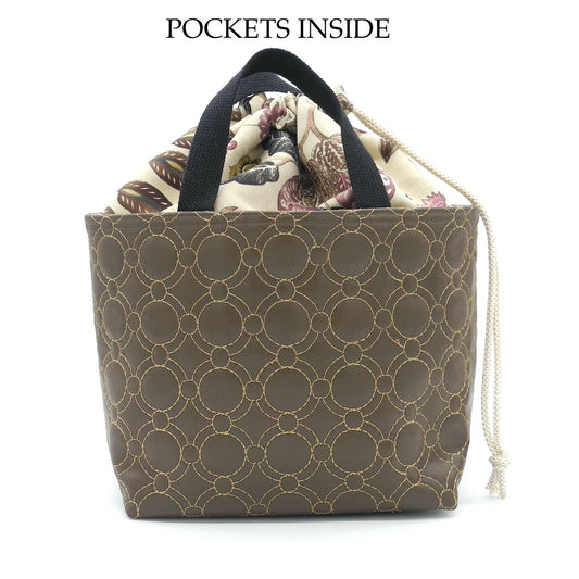 project basket front view with words pockets inside