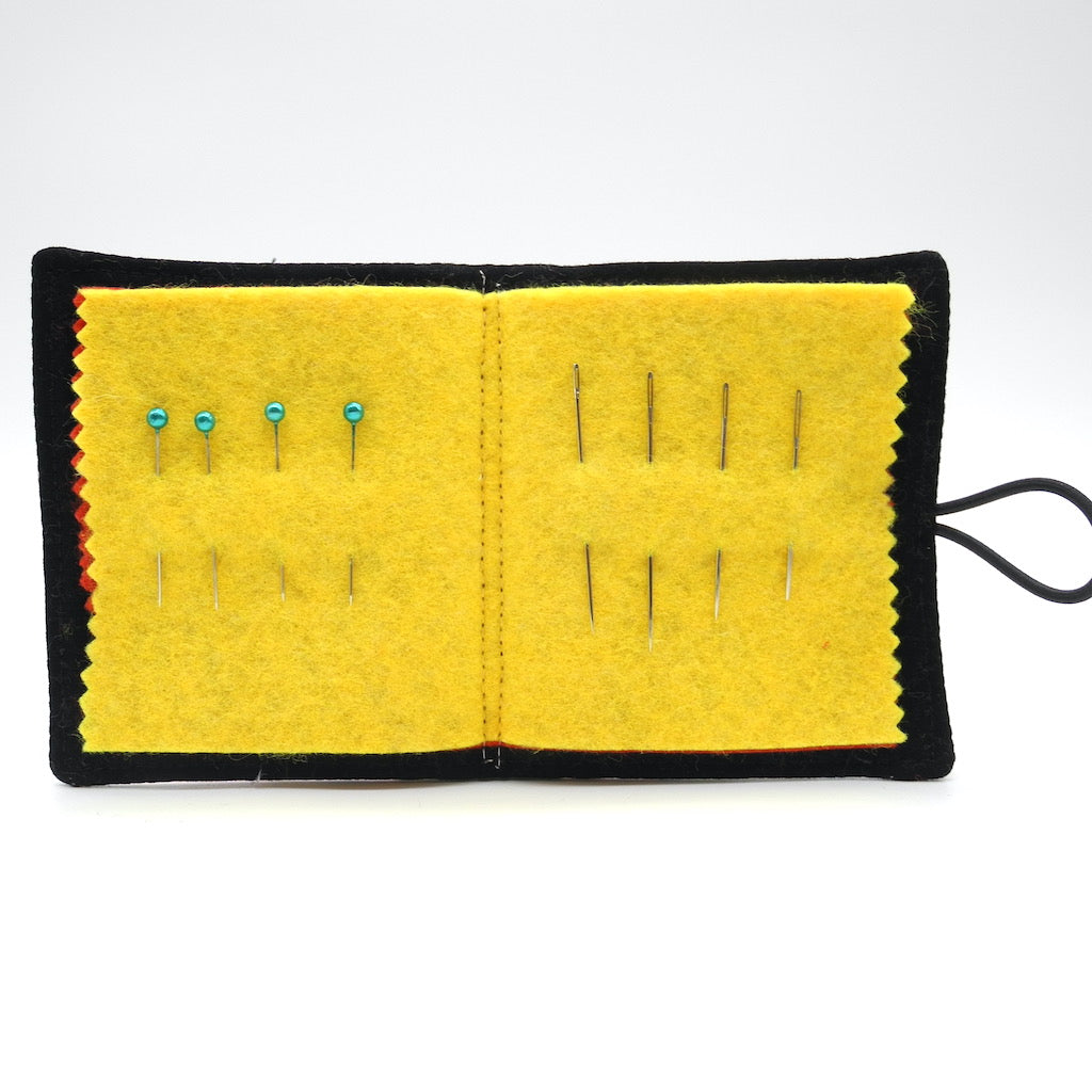 needle book opened showing needles