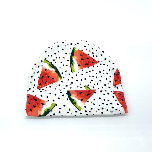 Baby beanie in watermelon fabric