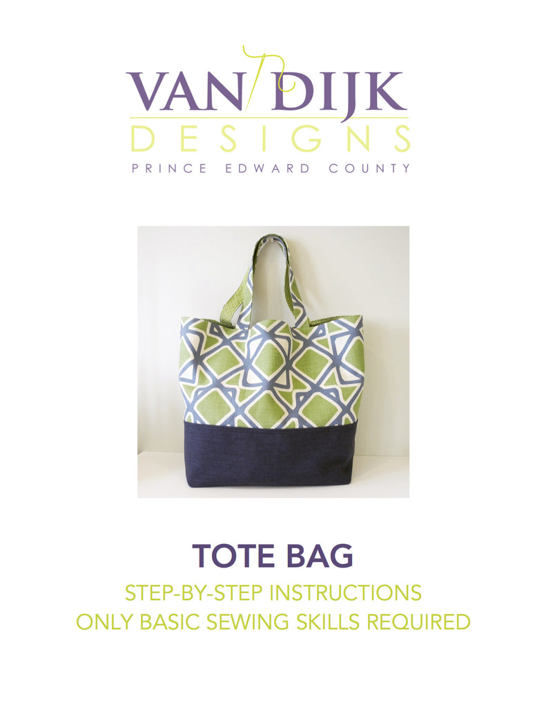 Front cover of digital download of tote bag instructions